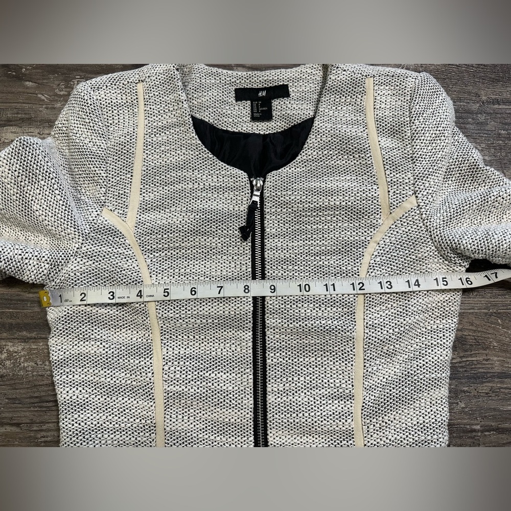 H&M Women’s Cream/Black Blazer Jacket Size 4 - Picture 8 of 11